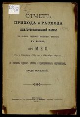 Московское еврейское общество. Благотворительная касса в пользу бедных больных евреев. Отчет прихода и расхода Благотворительной кассы в пользу бедных больных евреев в Москве, при М.Е.О. С 1 октября 1889 по 1 октября 1890 г. - М., 1891.