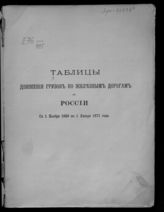 Таблицы движения грузов по железным дорогам в России с 1 ноября 1869 по 1 января 1871 года. - СПб., 1871.