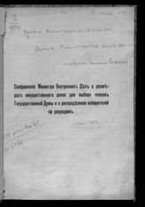 Россия. Министерство внутренних дел. Соображения министра внутренних дел о размерах имущественного ценза для выбора членов Государственной думы и о распределении избирателей по разрядам. - Б. м., [190-?].