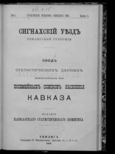 Т. 1. Свод статистических данных, извлеченных из посемейных списков населения Кавказа. Вып. 5. Сигнахский уезд Тифлисской губернии. - 1888.