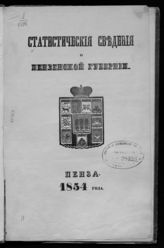 Статистические сведения о Пензенской губернии 1854 года. - Пенза, [1855].