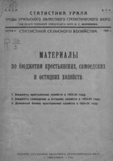 Материалы по бюджетам крестьянских, самоедских и остяцких хозяйств. – Свердловск, 1925. – (Статистика Урала). - (Труды Уральского областного статистического бюро. Серия 5. Статистика сельского хозяйства; т. 1).